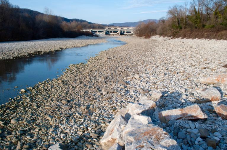Isonzo rivier, ofwel de Soca rivier die door West-Slovenië en Noord-Italië stroomt
