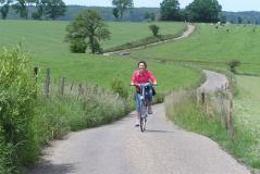Fietsen door weiland
